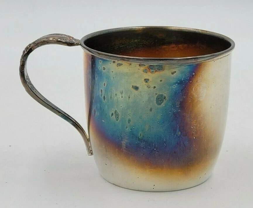  Blue Silver plate on copper 杯 2個 Blue Silver plate on copper 杯 2個 TWO VINTAGE SILVER ON COPPER