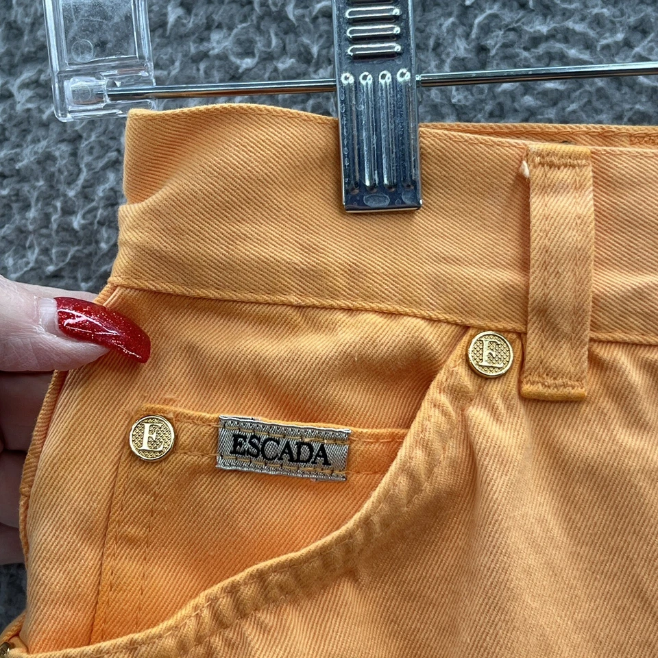 Antigo Jeans Feminino Escada Margaretha Ley 26X27 Laranja Cônico Anos 80 Cintura Alta Itália - Imagem 4 de 4
