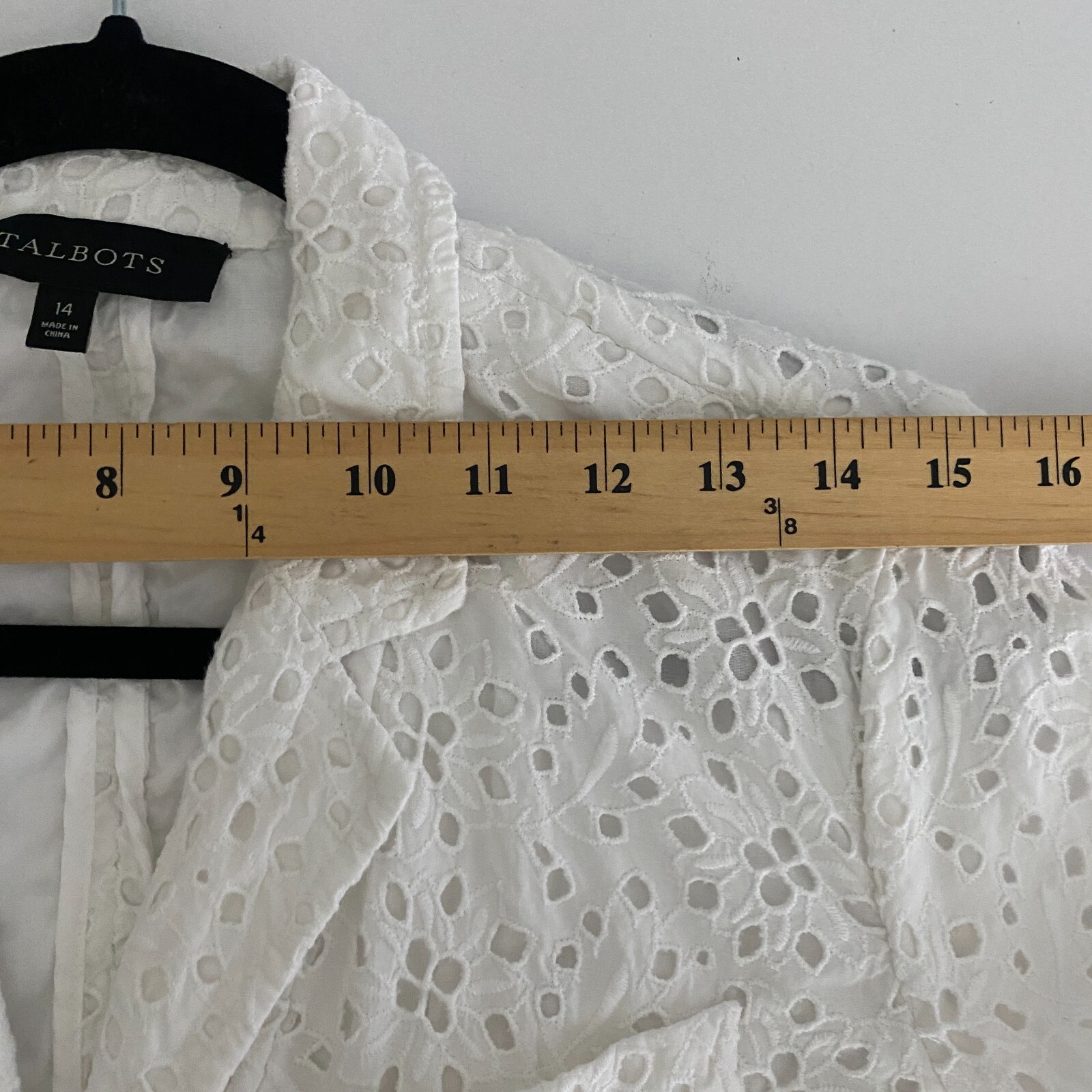 Talbots White Eyelet Jacket Size 14 Button Up 3/4… - image 10
