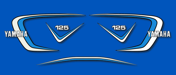 Kit sticker carrosserie Yamaha RDX 125 1980 bleu haute finition