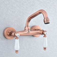 Antique Red Copper Wall Mount Kitchen Bathroom Sink Faucet Mixer Tap 2sf900