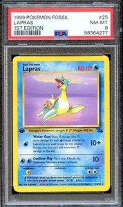 PSA 8 Lapras Fossil 25/62 1st Edition Pokemon Card Non Holo MINT