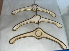 Wood Hanger Lot 3 Hollywood Regency Style vintage gold white wooden coat dress
