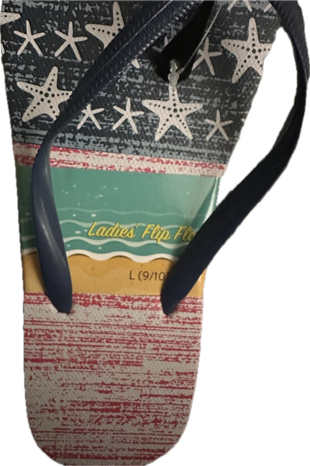 Chanclas Gina Group para dama concha estrellas y rayas rojas blancas azules L (9-10) nuevas con etiquetas Foto 4 de 4