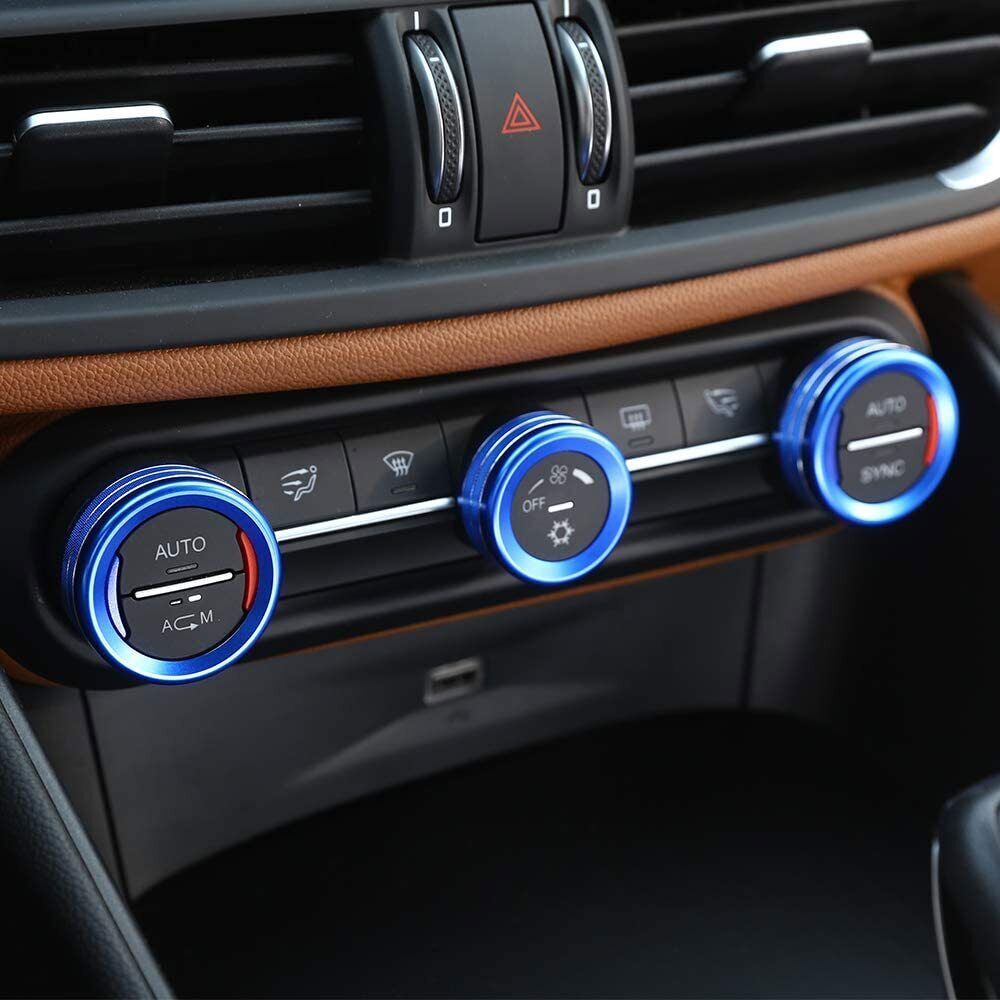 For Alfa Romeo Giulia Stelvio Blue Center Console Air Condition Switch Knob Trim