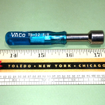 VACO XceLite TS-12 3/8-Inch Mini Nut Driver OVERSIZED LOGO USA BLUE ACETATE
