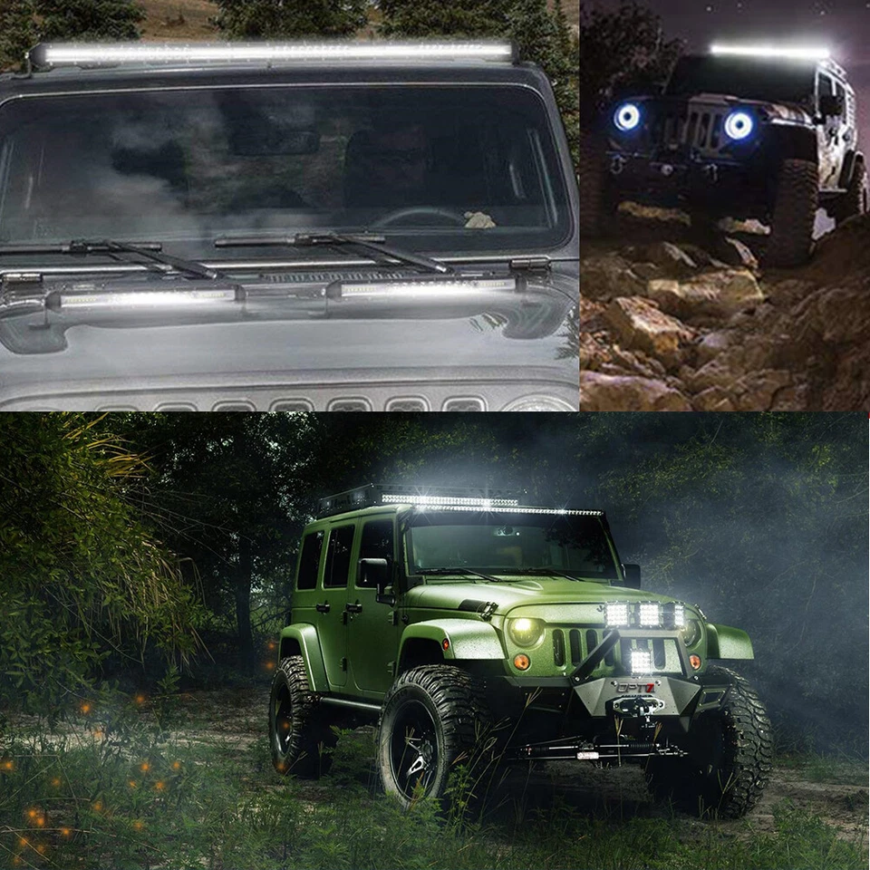 Barra de luz de trabalho LED dual Rows 52" polegadas combo ponto de inundação condução offroad SUV + 4" - Imagem 4 de 4