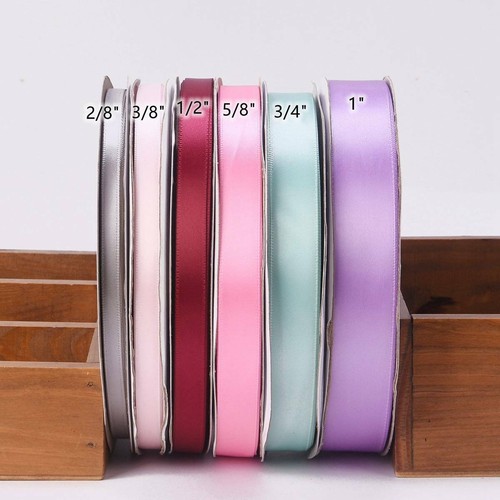 100 Yards 2/8" 3/8" 1/2" 5/8" 3/4" 1" Satin Ribbon Trim lot Wedding Party Decor - Picture 5 of 28