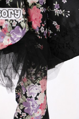 H-531-1 WA-QI Lolita Japan Kimono schwarz black Blumen Cosplay Kostüm Set japan - Bild 7 von 12