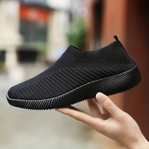 Damen Slipper Socken Sneaker leicht Mesh Strick flach schwarz US 11 M/CN43 NEU - Bild 2 von 7