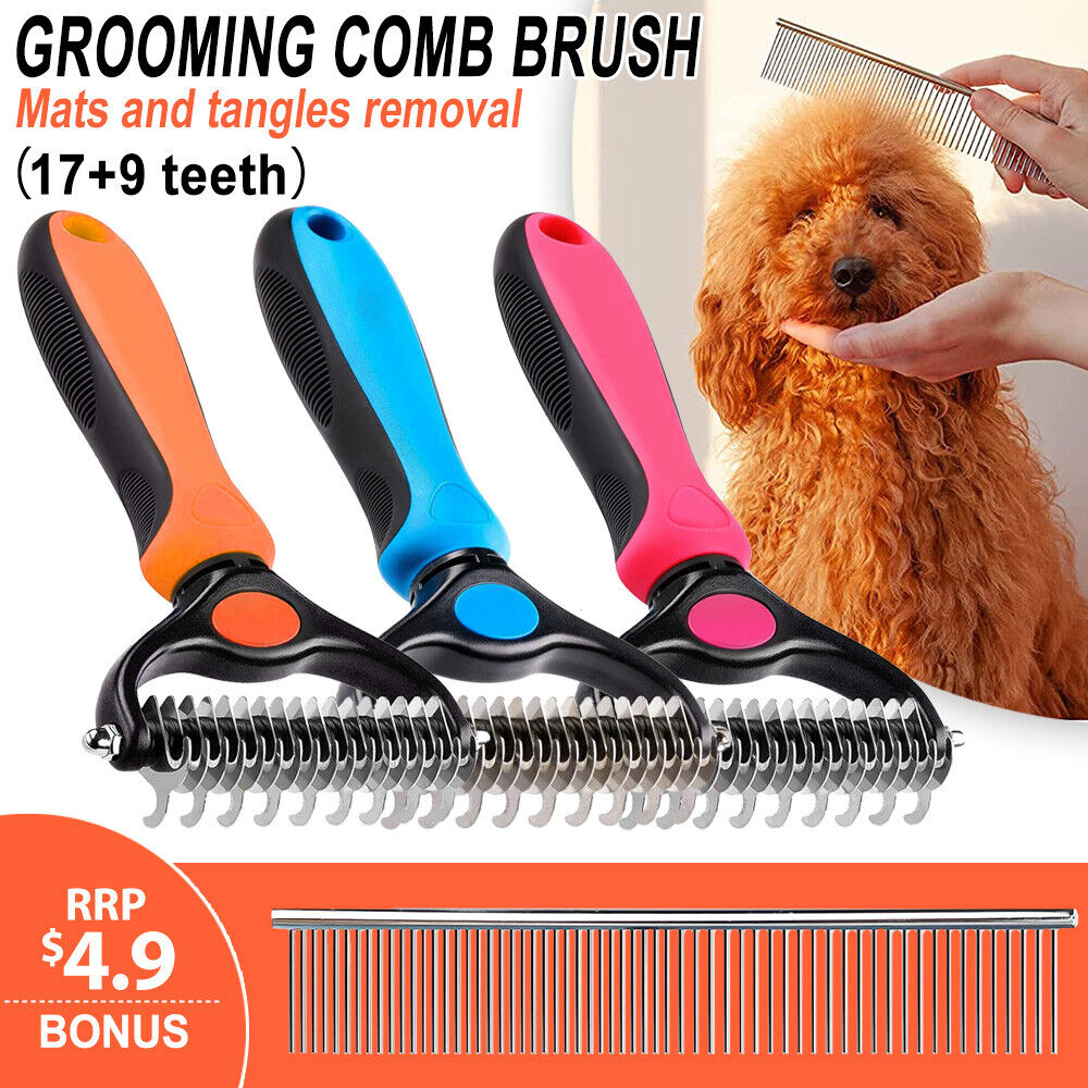 Grooming Brush For Dog Cat Deshedding Tool Rake Comb Fur Remover Reduce Pet Hair