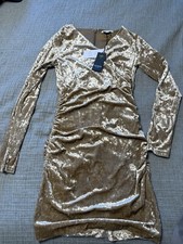 Guess Women's Velvet Ruched-Front Long-Sleeve Dress M