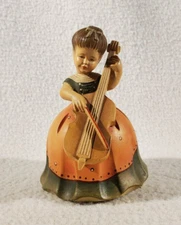 THORENS ANRI Wood Carved Rotating Music Box Plays Lara's Theme Girl with Cello