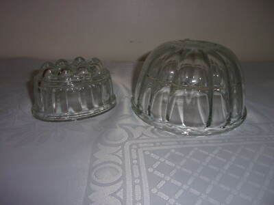 Vintage schwere Glas Marmeladenform JAJ Pyrex, plus kleinere Form