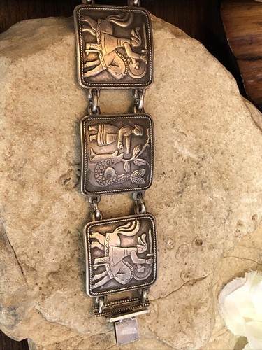 32. David Andersen Silver 830 Fairy Tale Panel Bracelet 7 3/4", 45.5g - Picture 6 of 21