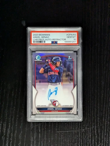 2023 Bowman Angel Genao Chrome Prospect Refractor Auto */499 1st Bowman PSA 10 