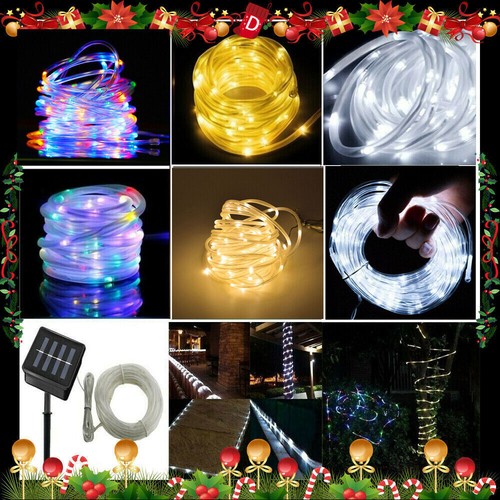 33FT 100 LED Solar Rope Tube Lights Waterproof String Light Outdoor Garden Lamp - Picture 4 of 23