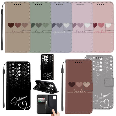 Personalised Name Case For Apple iPhone 16 Pro Max 15 13 14 Flip Leather Cover