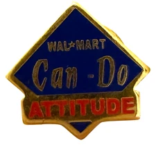 Pins Walmart Employee Pin Can Do Attitude Wal-Mart Sam Walton Pinback Blue Lapel