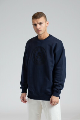 acne studios スウェット　ネイビー Acne Studios Forban Embroidered Sweatshirt in Navy - Medium