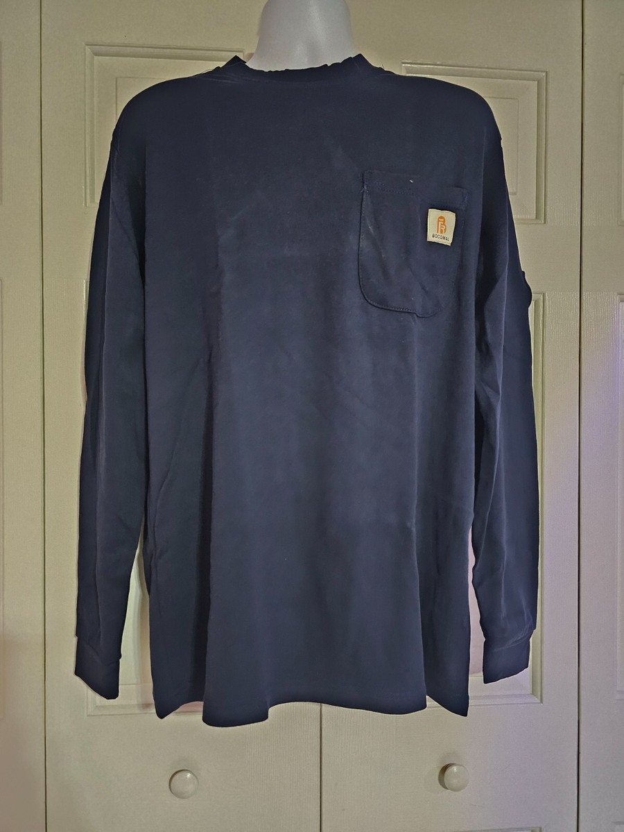 BOCOMAL FR Crew Neck Flame Resistant Long Sleeve Pullover T-Shirts Navy  FRC0203