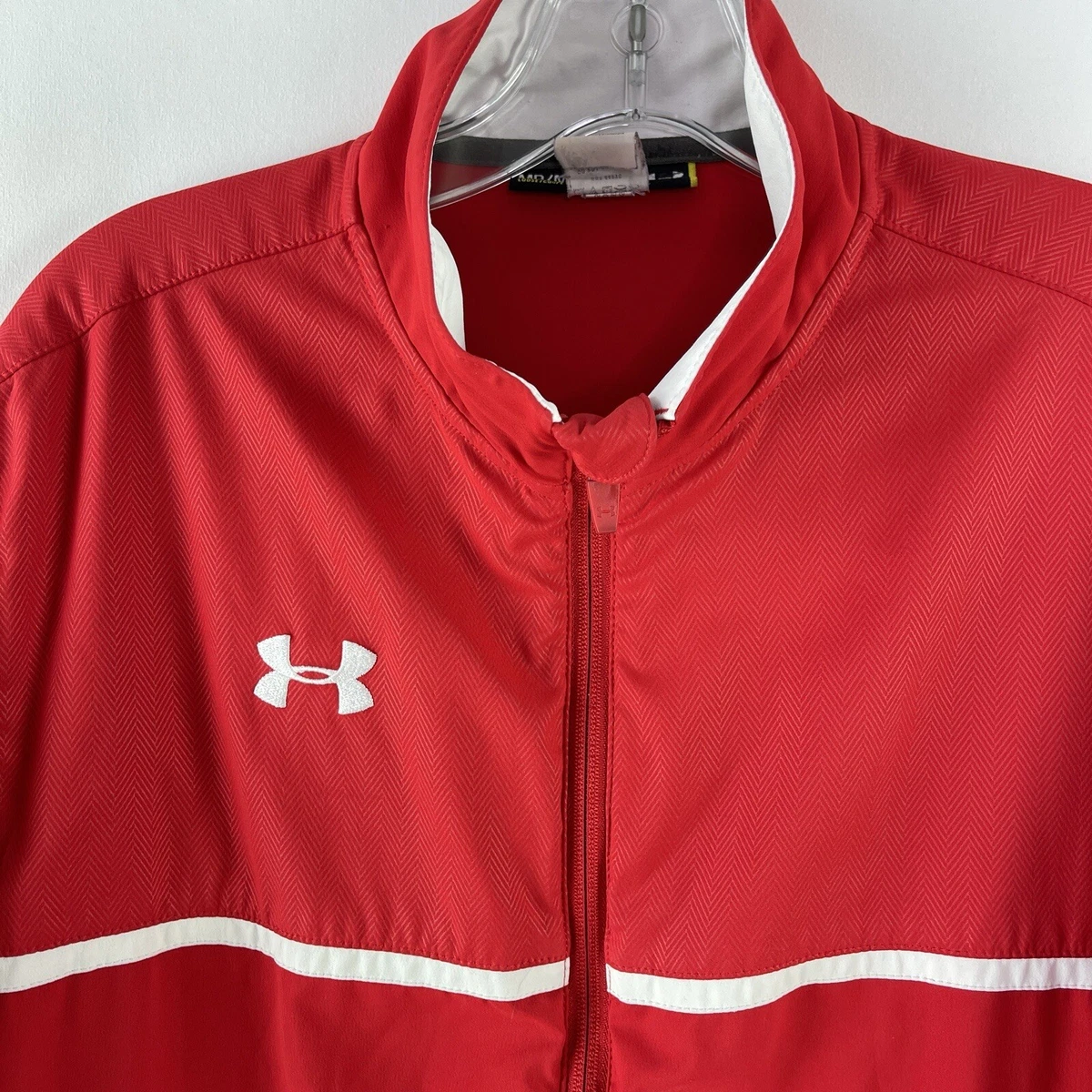 Under Armour Men s Red WIN IT Full Zip Track Jacket Size M Style 1246155