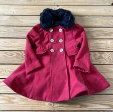 rothschild girl  s faux fur lined button up coat size 4 red HG