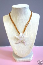 Starfish Beaded Double Stranded Pendant Necklace 18"