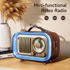 Vintage Retro Radio AM/FM/SW Bluetooth 6.0, 6W Speaker USB/TF/AUX Portable Radio