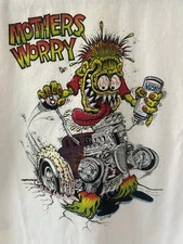 Rat Fink '84 T-Shirt Mothers Worry Ed Roth White Medium / Never Worn Excellent!
