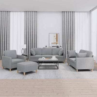 Ensemble de Canapés avec Coussins Sièges Salon Maison 3 pcs Taupe Tissu vidaXL - Photo 1/4