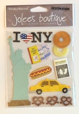 Jolee's Boutique Dimensional Stickers - NEW YORK - 13 pcs Bagel Statue Taxi Cab