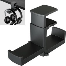 2 in 1 Under Desk Headphone Hanger Rotating Cable
