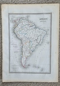 Authentic South America Map from 1846, by Conrad Malte-Brun, 11" x 15-1/2" 