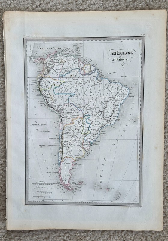 Authentic South America Map from 1846, by Conrad Malte-Brun, 11" x 15-1/2" 