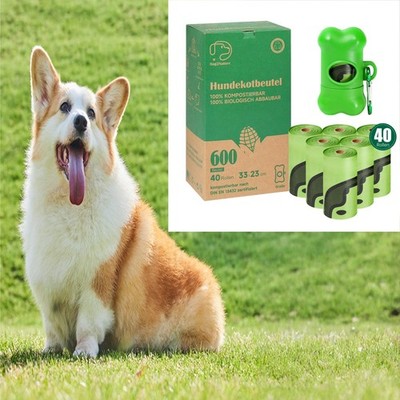 Hundekotbeutel Biologisch abbaubar Gassibeutel Hundebeutel+Spender 360/600pcs