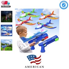 4 Pack Airplane Launcher Toys, 2 Flight Modes LED Foam Glider Catapult Plane ...