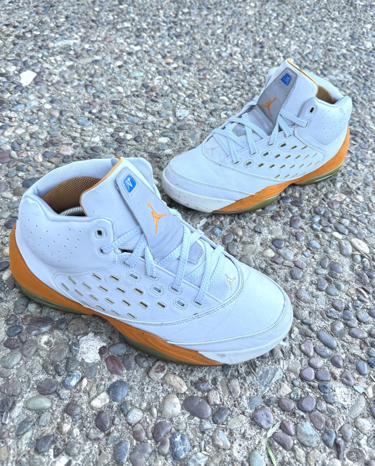 Air Jordan Melo 5.5 White/Orange Men’s Size 12 Basketball Shoe
