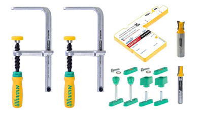 MICROJIG Matchfit Dovetail Clamp Pro Kit & Relief Bit Bundle - (1/4'' Shank)