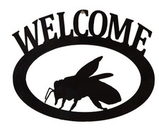 Honey Bee Handcrafted Metal Welcome Sign black silhouette Made in the USA