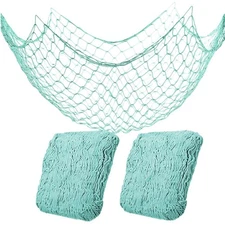 2 Pack Fish Net Decorations for Party,Natural Cotton Hawaiian Party Fishing N...