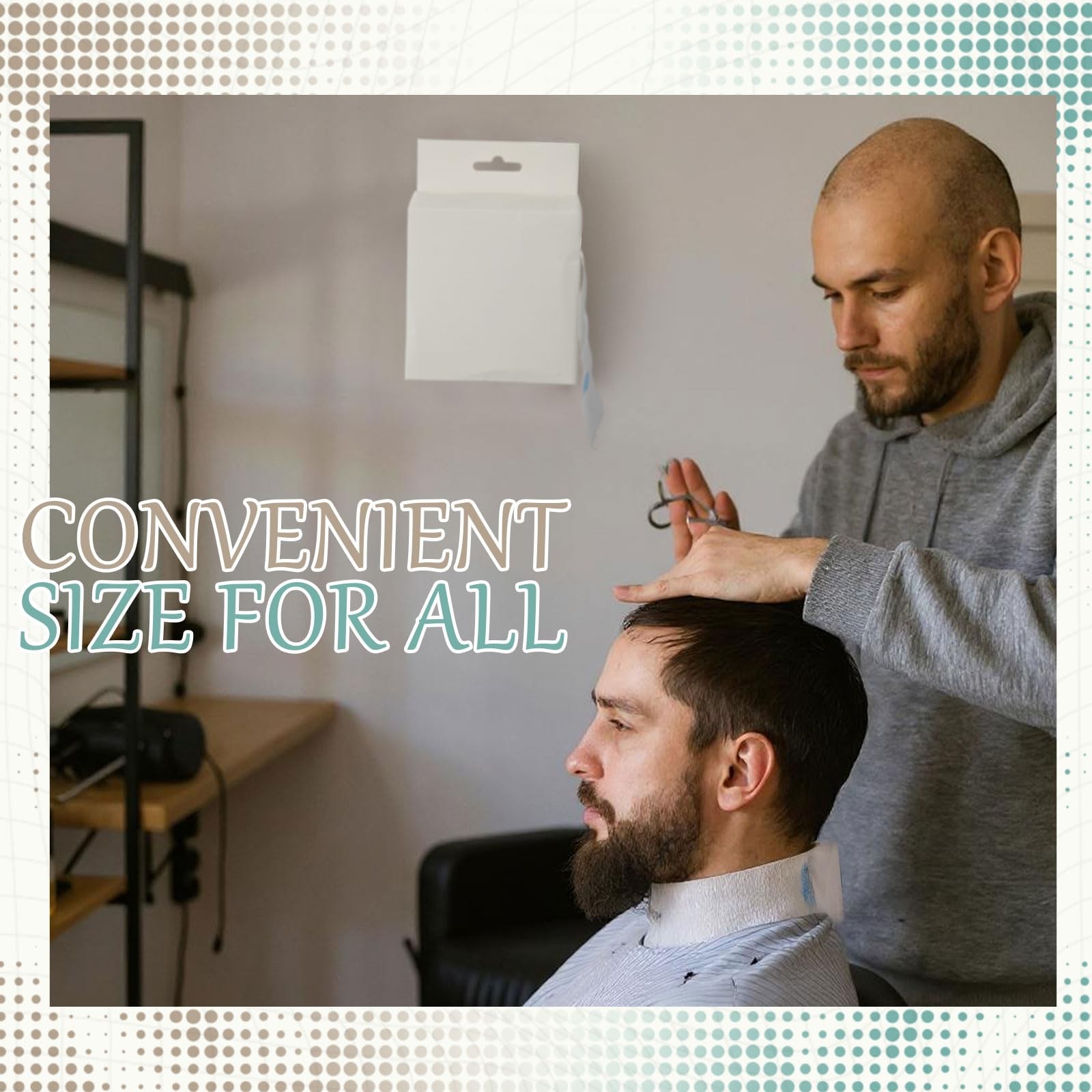 5 Rolls Barber Paper Neck Strips with Hanging Dispenser Professional Stretchy...