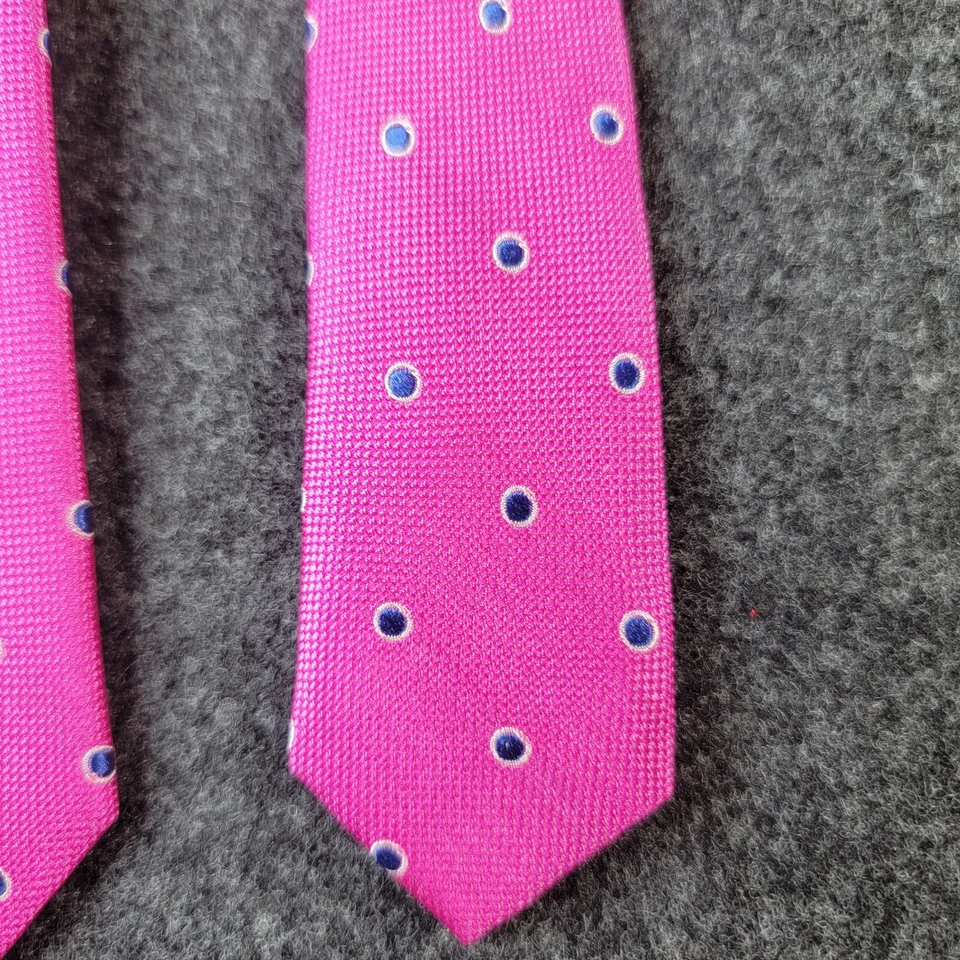 Corbata para hombre Nautica Docker Dot 100 % seda rosa azul lunares informal preppy nueva Foto 3 de 4
