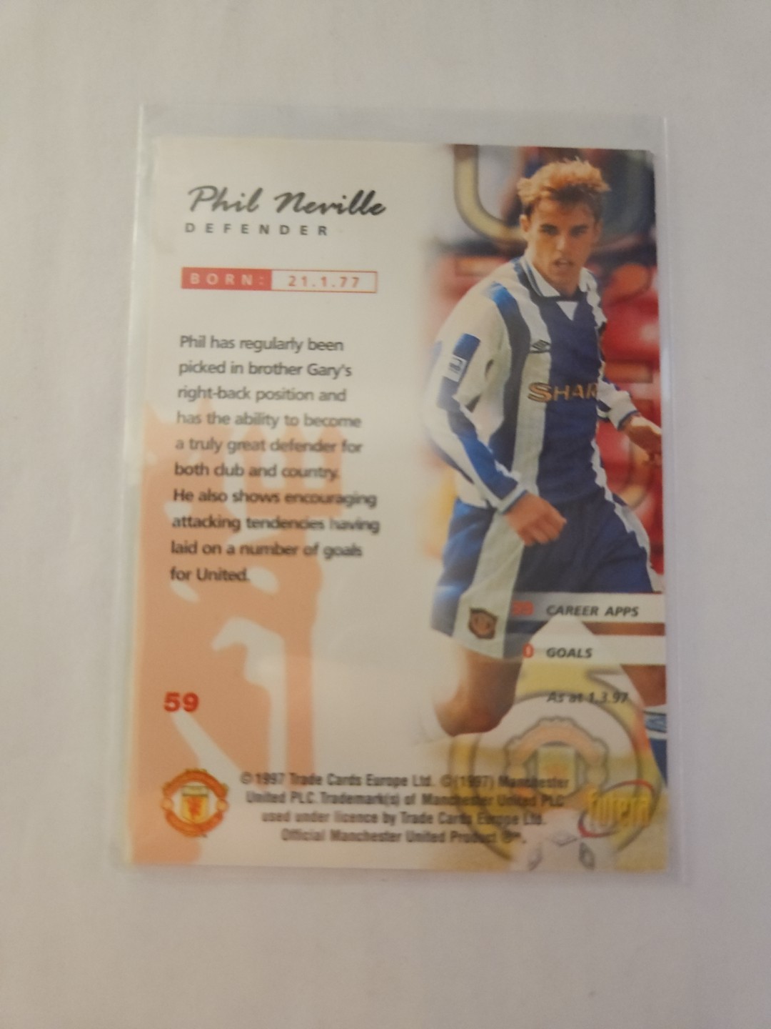 1997 Futera Manchester United - Online Phil Neville image 2