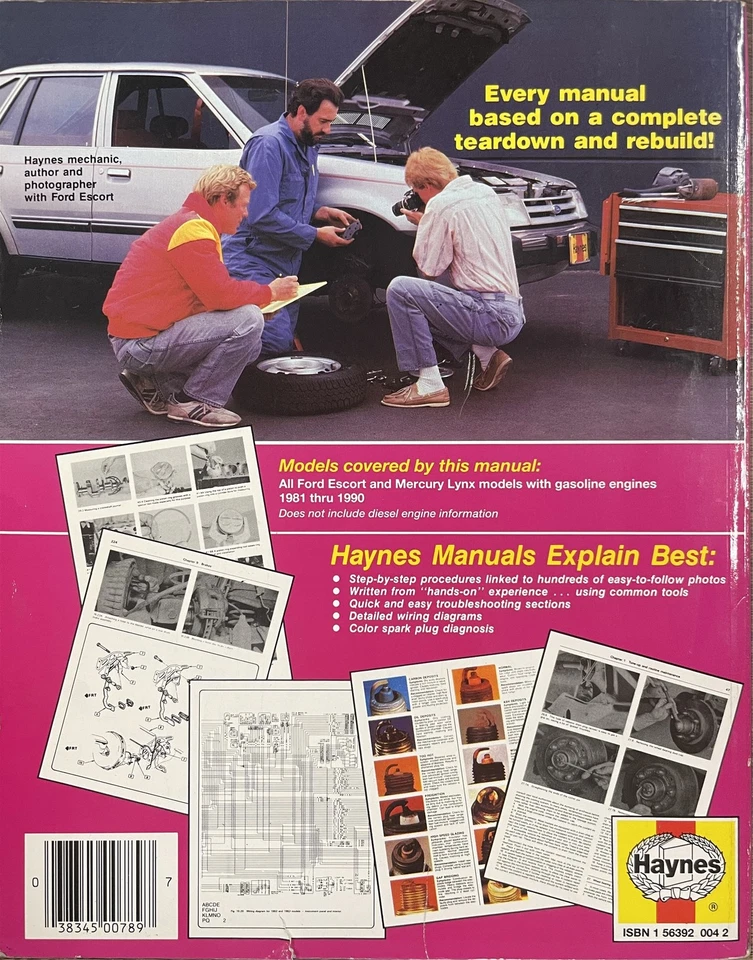 Ford Escort Mercury Lynx Haynes 1981-1990 manual de reparación taller taller de servicio Foto 2 de 4