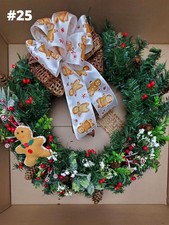  25 Hand-Decorated Gingerbread Man 22in Artificial Christmas Holiday Wreath