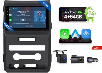 9''Android 14 4+64 Car Stereo Head Unit Apple CarPlay for Ford F150 09-14 Upgrade