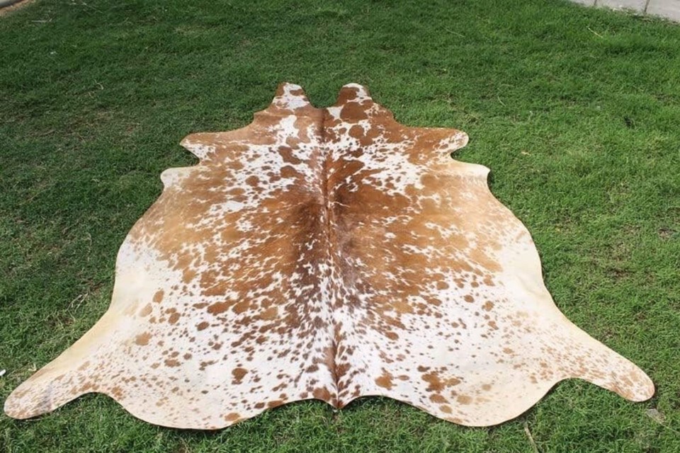 NEW LARGE 100% COWHIDE LEATHER RUGS TRICOLOR COW HIDE SKIN CARPET AREA ...