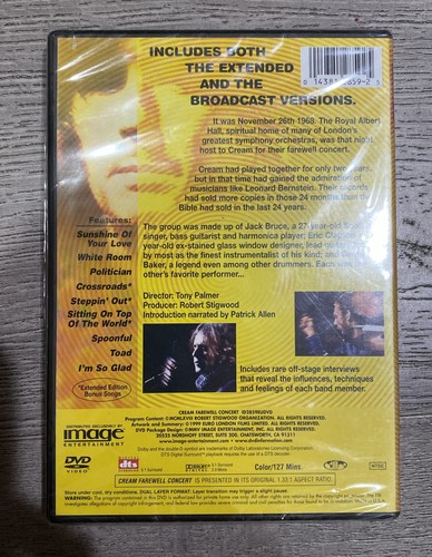 Cream - Farewell Concert (DVD, 2005, Extended Edition) Brand New Sealed - Picture 2 of 4