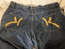 Vintage 90s Karl Kani Gold Mens Sz 48 Baggy Jean Shorts Long Ramie Hip Hop Denim